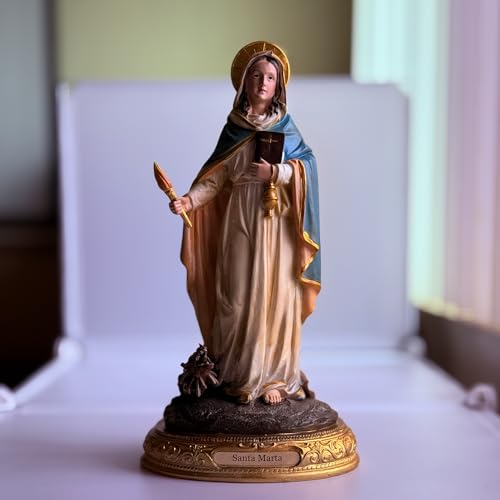 Estatua de Santa Marta de Betania 12 pulgadas Resina Multicolor miniatura 3