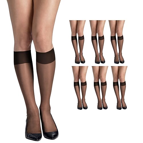 Image of Hanes Women's Silk Reflections Silky Sheer Knee Highs, Reinforced Toe, Knee-High Stockings