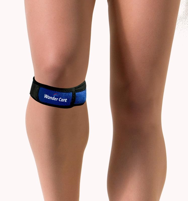 Image of Wonder Care Neoprene Adjustable Patella Knee Support With Silicon Insert For Knee Pain,Patella Tendon Support For Gym Squats,Running,Patellar Tendon Strap Men & Women Free Size (1,Blue)
