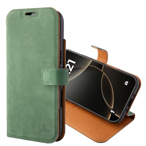 Étui en cuir véritable Snakehive pour iPhone Air, une housse premium vert foncé