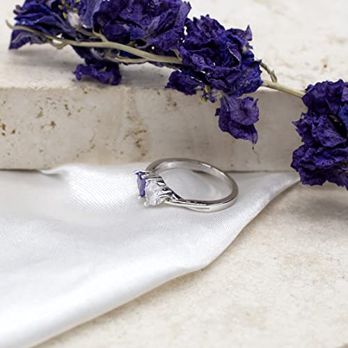 Bague solitaire en argent cœurs Tuscany Silver et zircone violette - 3