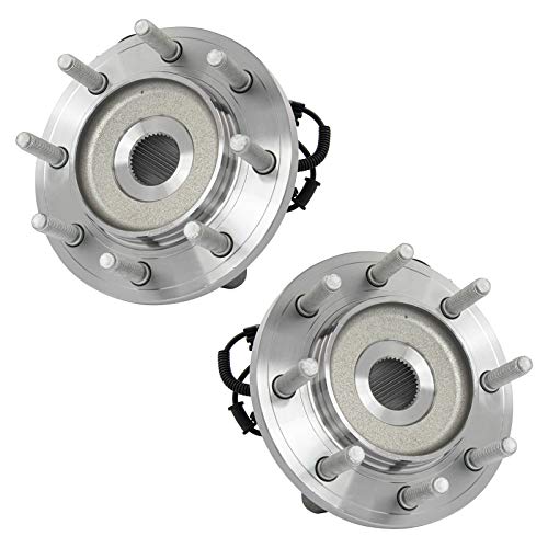 Image of TRQ Front Left and Right Wheel Bearing and Hub Assembly Set 2 Piece Compatible with 14-18 Ram 2500 15-18 3500 2014 3500 Regular Cab 4WD 2014 Cab Chassis 4WD Chassis RWD