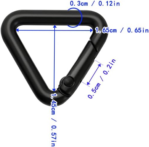 Triangle Key Ring, Spring Snap Clip Hook Trigger Keychain Kettle Buckle for Bags Purses (0.65in, Dark Black) image 5