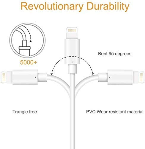 Marchpower Charger Cable Charging Cables USB Charger Cord 3PACK 6FT Compatible with iPhone 12 11 Pro Max SE(2020) Xs XR X 8 7 7 Plus 6s 6s 6 6 Plus 5 5S 5C SE iPad iPod (White) 6ft