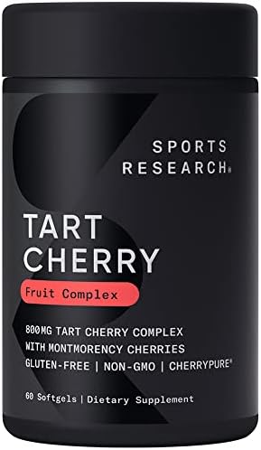 Sports Research Tart Cherry Concentrate - Made from Montmorency Tart Cherries - Non-GMO & Gluten Free (60 Liquid Softgels)