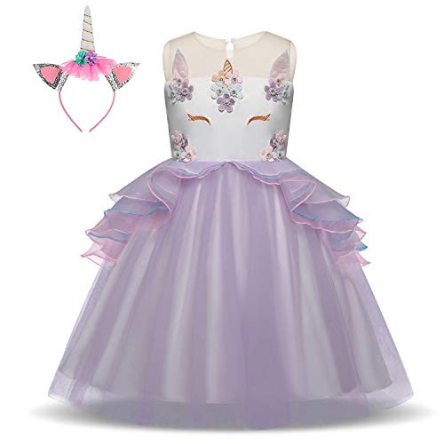 Pretty Princess Vestido para niña Unicornio Disfraz Cosplay 2PCS Princesa Fiesta de Halloween Navidad Cumpleaños 2-3 años