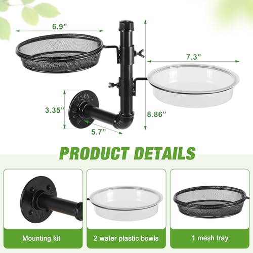 Urban Deco Wall Mounted Bird Feeder Tree Mount Bird Feeder Bird Feeder Bath Detachable Feeder Tray with 2 Water Bowls for Balcony, Yard, and Fence, Tree,Black by Urban Deco - Used condition - Image 5