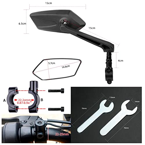 Bike Mirror 1Pair NEW Handlebar Bicycle Mirror, HD 360° Adjustable Wide Angle Bicycle Rear View Mirrors for Handlebar 20-24mm Mountain Road Bike, Electric Bike Accessories - Image 3