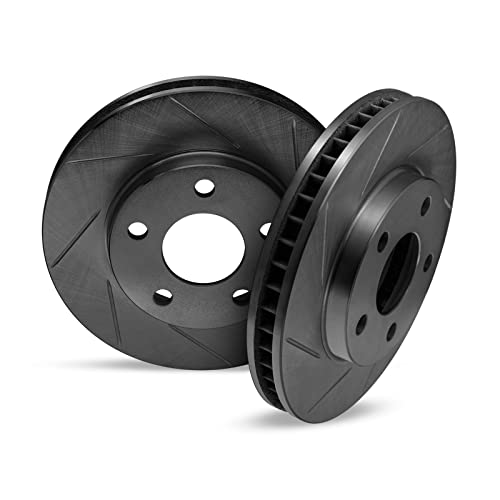 For 2014-2016 Chevrolet Spark EV R1 Concepts Rear Black Zinc Diamond Slotted Brake Rotors