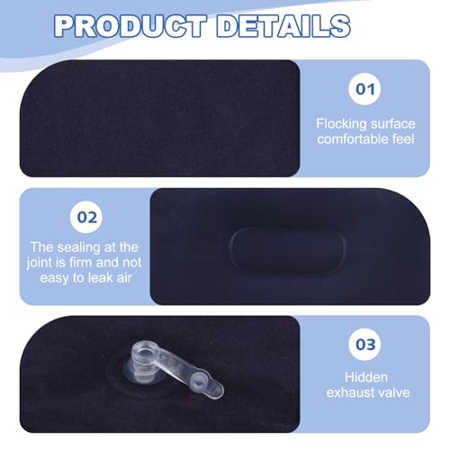 Lot de 2 Oreillers Gonflables Ultra Légers et Compacts, Parfaits pour Voyages, Camping, Plein Air et Pêche, Oreillers Résistants à l'Eau et Faciles à Gonfler, Taille Confortable 35 cm x 22 cm x 10 cm – Image 4