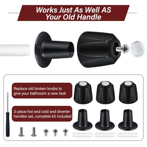 Black Shower Knob Replacement Kit,Shower Knobs Include Base Connectors by YURUZH - Used condition - Image 9