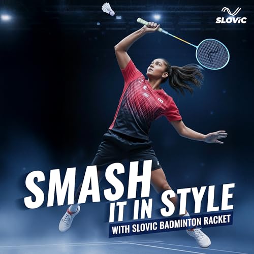 Image of Slovic Badminton Racket for Men & Women | Lightweight Racket with Nylon String Net & Cover | Ergonomic Handle with G3 Size Grip | Badminton Racket Ideal for Beginners & Intermediates