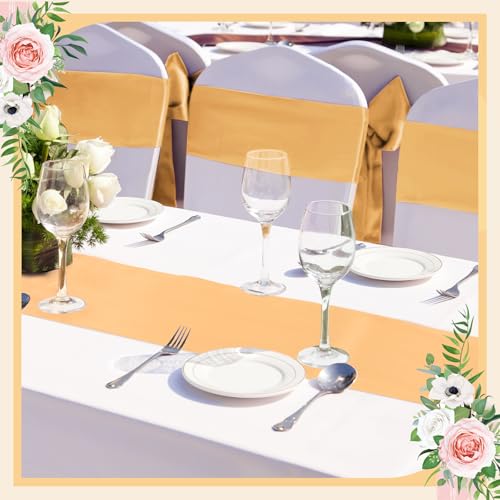 Chemin de table satiné champagne nappe fluide événementielle
