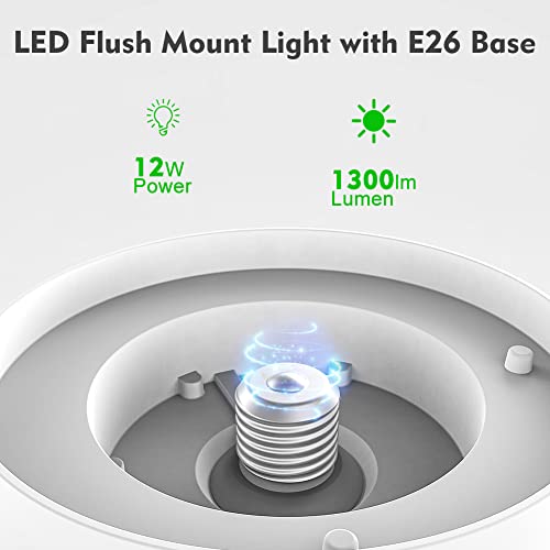 Bulbeats 7" Led Ceiling Light Round Flush Mount Light With Pull Chain, 12W E26 Bulb (125W Equivalent) 4000K, 1300Lm, Energy Saving Lighting For Garage, Bedroom, Closets, Basements Stairwell (4 Pack) #TOP1