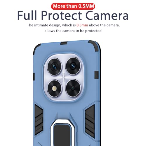 Image of Pikkme D5 Tough Armor Bumper Case | 360 Protection Case | Ring Holder Stand Back Cover for Redmi Note 14 Pro 5G (Blue)