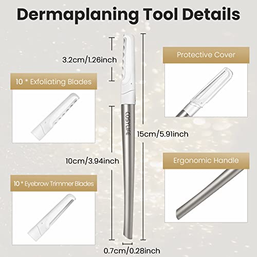 Dermaplaning-Tool-for-Face-Exfoliation-with-20-Replaceable-Blades-Facial-Shaver-Eyebrow-Razor-Peach-Fuzz-Removal-Eyebrow-Shaper-for-Women-Easy-to-Use-Dermaplaner-Help-Exfoliate-and-Smooth-Skin