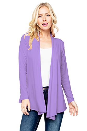 Image of Women's Drape Front Open Cardigan Long Sleeve (S-2X, Made in USA)
