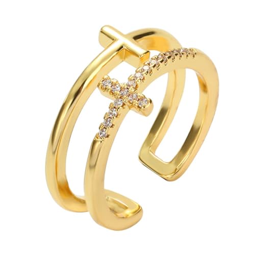 BESPORTBLE Anillo Abierto De Cruz Para Mujeres Anillo Ajustable Con Diseño Religioso De Cumpleaños y Aniversario
