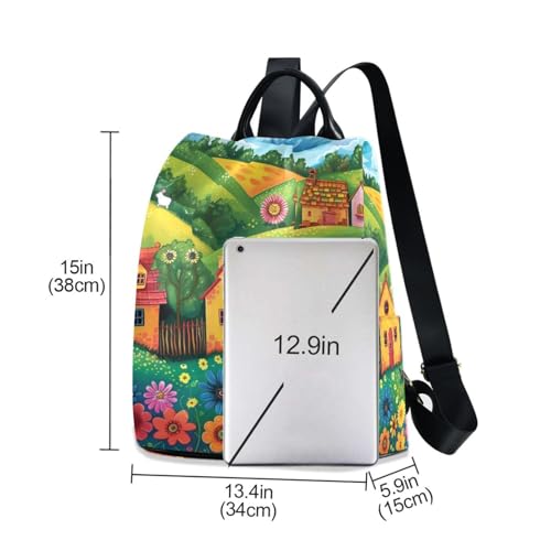 Mochila para mujer antirrobo con apertura trasera oculta y pompón suave juvenil 3