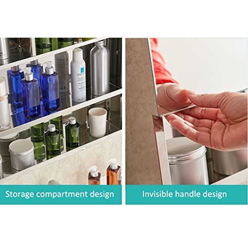 3 Door Bathroom Medicine Cabinet With Mirror, Stainless Steel Dressing Mirror, For Use In Wet/Dry Environments, Recess Or Surface Mount For Men/Women (Color : Silver, Size : 100 * 13 * 75Cm) #TOP5