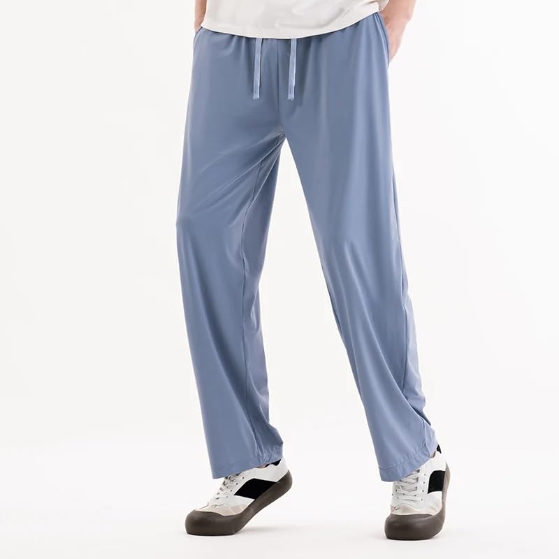 Summer ice Silk Lightweight Trousers Sports Loose Straight Men's Casual Pants4