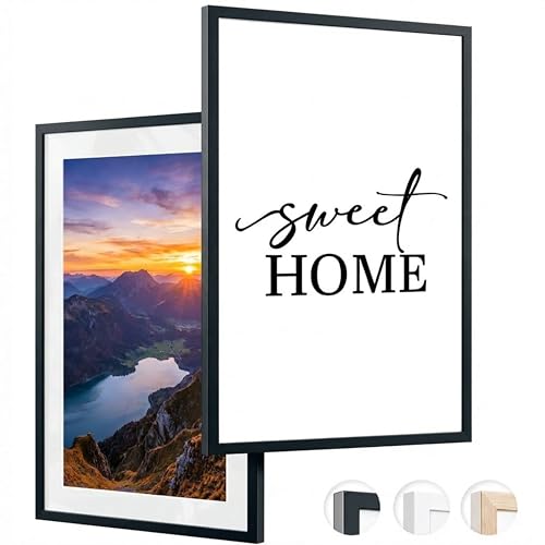 edihome, Cadre Photo A3, (2 Unités), 29,7 x 42, en Bois, Laminé Acrylique, pour Diplôme Universitaires, Mural, Décoration de Salon (Noir, 2 unités)