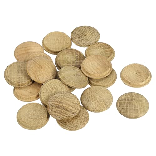 Image of uxcell 20 Pcs 1.57 x 1.77 Inch Wood Hole Plugs, Wooden Screw Hole Cover, Wood Pocket Button Plug for Chair Stair Craft Furniture Woodworking