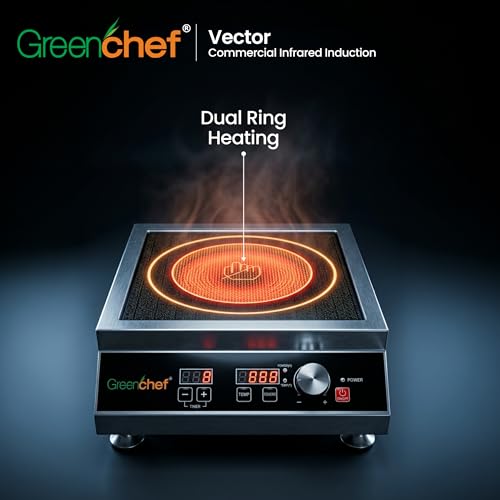 Image of Greenchef Vector Commercial Infrared Induction Cooktop | Heavy-Duty Commercial Cooker | Digital Temperature & Power Control | High-Efficiency Heating | 3500Watts