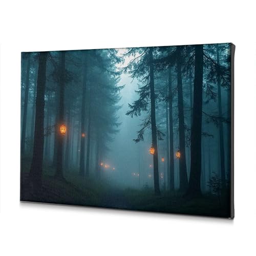 Décoration murale salon toile chemin de forêt brumeuse 40x60cm