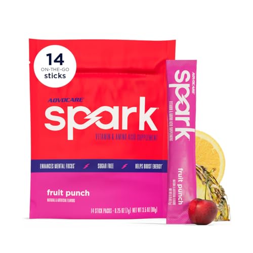 AdvoCare Spark - Energy Drink Mix - Vitamin & Amino Acid Supplement - Supports Energy & Focus* - Portable Immune Support* - Sugar-Free - Fruit Punch, 14 Stick Packs (3.5 oz)