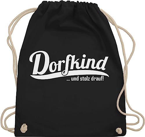 Shirtracer Turnbeutel Rucksack - Sprüche Statement mit Spruch - Dorfkind und stolz drauf I Landleben I Dorfkinder - Unisize - Schwarz - rucksäcke bin beutel+rucksack+mit+sprüchen sprueche dorf beutel