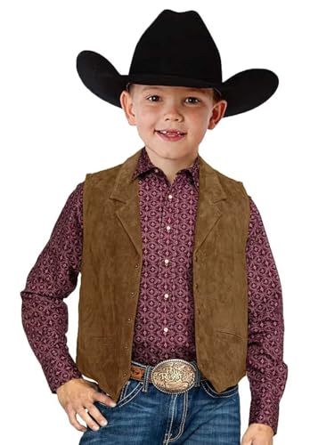 Boys Suede Vest Retro Leather Costume Vest Western Cowboy Style Sleeveless Casual Waistcoat4