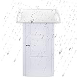 Vordach Haustür Überdachung Gewölbt Türvordach Dachterrasse Pultvordach Regen-Schnee-Schutz Aluminiumhalterung Zum Draußen Balkon Polycarbonat Platte Weiß