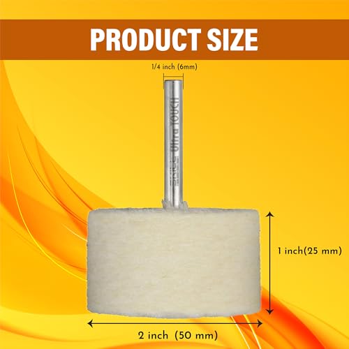 Image of Ultra Touch Felt Mop Wheel | 1 /4 inch Shank | Suitable for Polishing | Can be used with Drill Machine /Die Grinder | Metal Working | White | Pack of 5 (50 x 25mm)