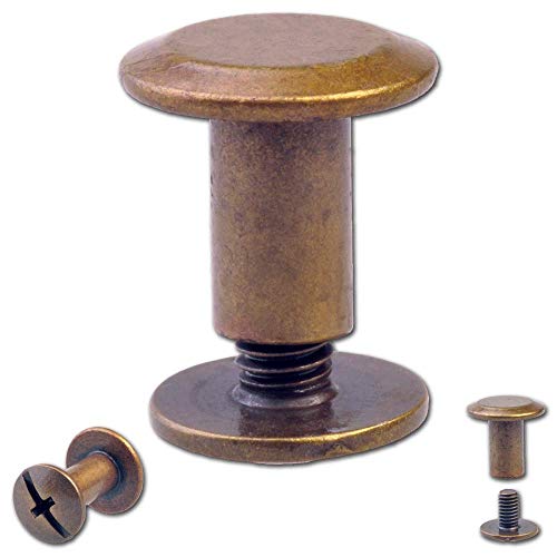 Hoppe & Masztalerz 25 Schraubnieten Gürtelschrauben Buchschrauben Chicagoschrauben Nieten Zum Schrauben 7MM Messing-antik Cover