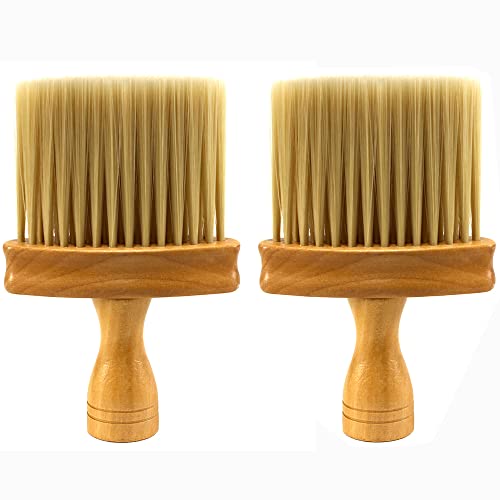 Hair Cutting Brush,Professional Hairdressing/Barber Wooden Neck Brush (2Pcs), Reddish-brown