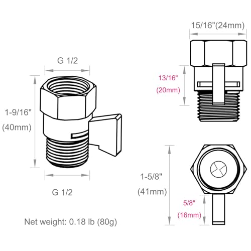 image for Angle Simple Shower Valve, Brass Water Flow Shut Off Valve for Hand Sh