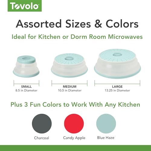 Image of Tovolo Microwave Splatter Cover for Food, Small (Candy Apple Red) - Collapsible & Vented Silicone Splatter Guard Lid - Microwave Plate & Dish Cover with Handle - BPA-Free Kitchen Gadget for Meal Prep