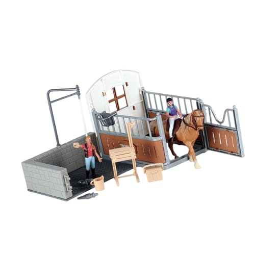 BUBEFSKD Interaktives Pferdepflege Rollenspielset Mit Miniatur Stallwerkzeug Realistische Tierfiguren Für Kreatives Lernen Pferdespielzeug Für Kinder