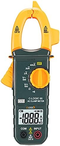 C-LOGIC 85 Digital Clamp Meter Voltage AC 600V DC 1000V Current AC 400A Resistance 2kΩ 2000 Counts Jaw Opening 28mm.