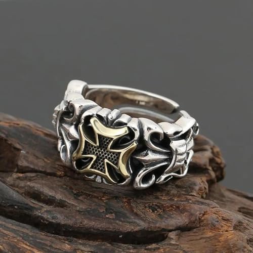 Anillo de cruz grande punk de hombre ajustable de estilo retro 5