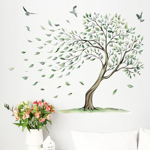 Mfault adhesivo vinilo árbol grande para pared 35x12 in