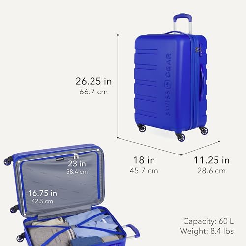 Image of SwissGear 7366, Cobalt, Checked-Medium 23-Inch, Signature Hardside Expandable Luggage With Spinner Wheels