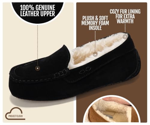 Image of 100% Genuine Leather Womens Slippers Comfortable Warm Slippers for Women