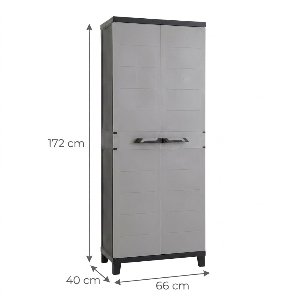 HEMAX Armadio Tuttopiani Multiuso a 2 Ante con Ripiani Interni Regolabili | Ripiani Interni Regolabili, Mobile Salvaspazio, Per Garage Lavanderia e Balcone, Struttura Robusta, Piedini Rialzati