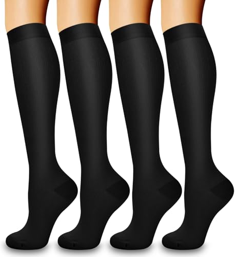 4 Pairs Compression Socks for Women and Men-Circulation Best Support Socks for Running,Athletic,Cycling