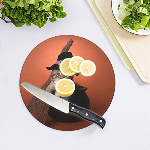 Planche à découper en verre Chat Magicien de 20 cm protégeant votre table de la chaleur