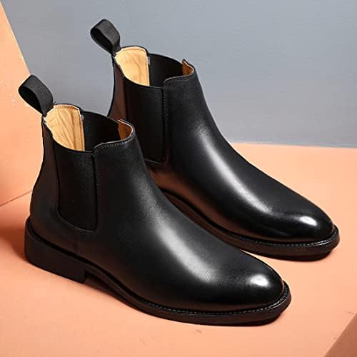 Santimon Mens Black Leather Dress Casual Chelsea Boot Chukka Ankle Boots 6 US | Image 4