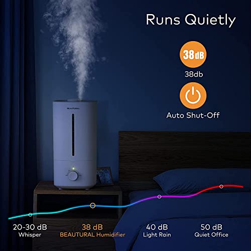 Image of BEAUTURAL Ultrasonic Ambient Humidifier 4.5L, Diffuser with Auto Shut-Off Rotating 360 Baby Rooms Office