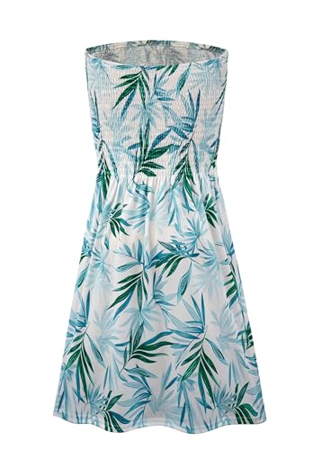 Image of Zyyfly Summer Strapless Dress for Women Tube Top Sundress Casual Beach Cover Ups